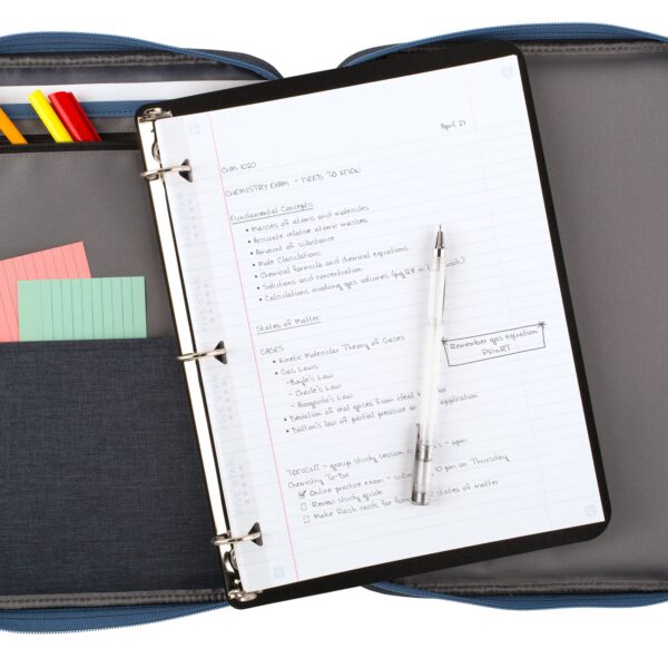 Five Star 1″ Carry-All Zipper Binder, Poly, 375 Sheet Capacity, Round Rings, Blue