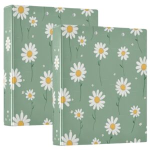 Waterproof PVC Round Ring Binder – D-Rings Clipboard, 200 Page Capacity (1 or 2-Pack), Ideal for Office , Home and School，Cute Daisy Flower