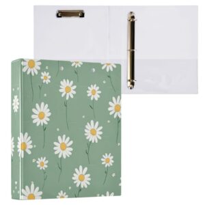 Waterproof PVC Round Ring Binder – D-Rings Clipboard, 200 Page Capacity (1 or 2-Pack), Ideal for Office , Home and School，Cute Daisy Flower