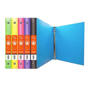 BAZIC 3 Ring Binder 1″ Poly Binders Swirl Color Soft Cover, Hold 175 Sheets, 6-Count