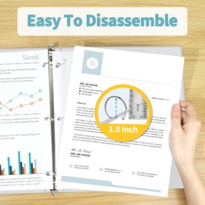 SUNEE 3 Ring Binder 1.5 Inch 2 Pack, Clear View Three Ring PVC-Free (Fit 8.5x11 Inches) for School or Office Supplies, White - Image 4