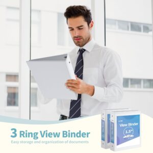 SUNEE 3 Ring Binder 1.5 Inch 2 Pack, Clear View Three Ring PVC-Free (Fit 8.5x11 Inches) for School or Office Supplies, White - Image 5
