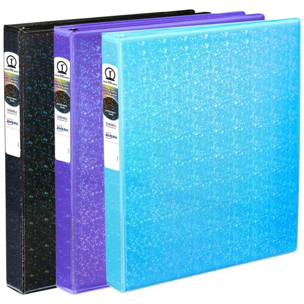 Avery Luxe Collection Holographic Binder, 1 inch, Aqua (03224)
