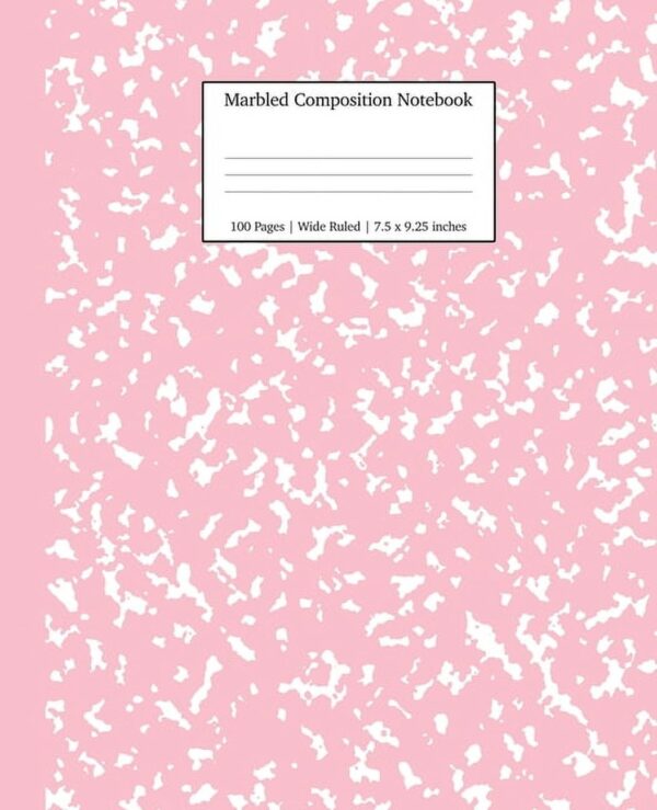 Young Dreamers Press Wide Ruled Composition Notebooks, Paperback, Pink Marble, 100 Sheets