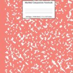 Young Dreamers Press Wide Ruled Composition Notebooks, 7.5″ x 9.25″, Coral Pink Marble, 100 Sheets