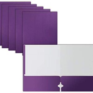 Two Pocket Portfolio Folders, 50-Pack, Purple, Letter Size Paper Folders, by Better Office Products, 50 Pieces, Purple