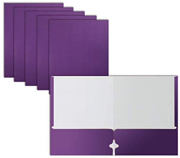 Two Pocket Portfolio Folders, 50-Pack, Purple, Letter Size Paper Folders, by Better Office Products, 50 Pieces, Purple