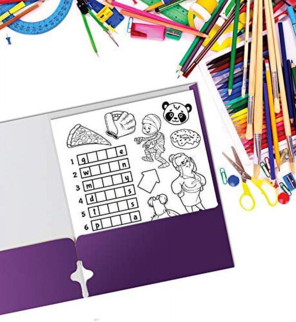 Two Pocket Portfolio Folders, 50-Pack, Purple, Letter Size Paper Folders, by Better Office Products, 50 Pieces, Purple