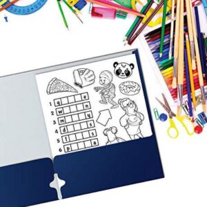 Two Pocket Portfolio Folders, 50-Pack, Blue, Letter Size Paper Folders, by Better Office Products, 50 Pieces, Blue