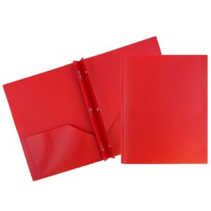 Plastic Folders with Pockets (1 Pack, Red), Durable Heavy Duty File Folders with Business Card Slot, 2-Pocket Folder for Schoolwork & Office,Letter Size - Image 2