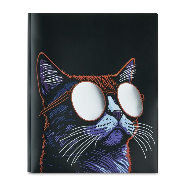 Pen+Gear 3-Prong 2-Pocket Poly Folder, 9.4″ x 11.4″, Sunglasses Cat