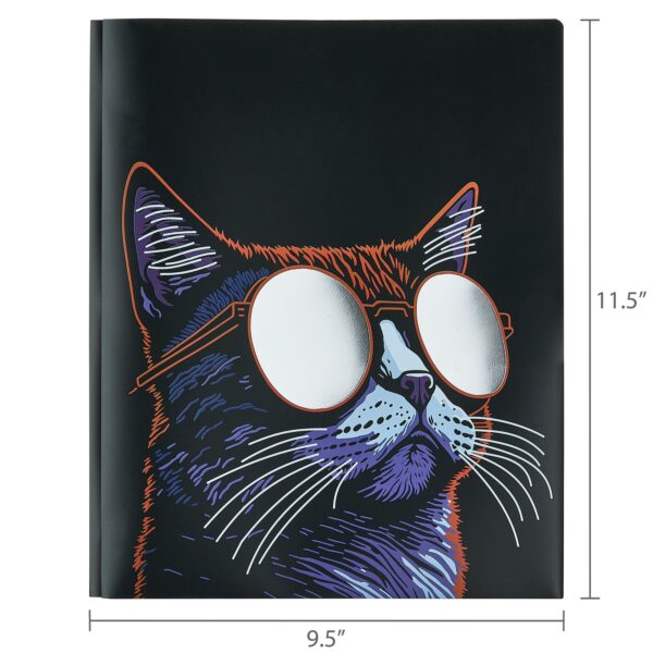 Pen+Gear 3-Prong 2-Pocket Poly Folder, 9.4″ x 11.4″, Sunglasses Cat