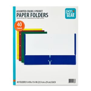 Pen+Gear 2-Pocket Paper Folders, Assorted Colors, 40-Count - Image 1