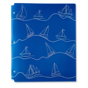 Pen+Gear 2-Pocket Poly Folder, 9.4″ x 11.4″, Blue Sailboats
