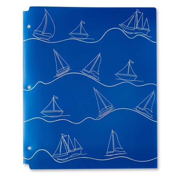 Pen+Gear 2-Pocket Poly Folder, 9.4″ x 11.4″, Blue Sailboats