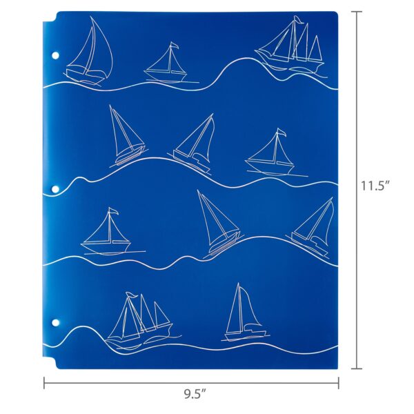 Pen+Gear 2-Pocket Poly Folder, 9.4″ x 11.4″, Blue Sailboats