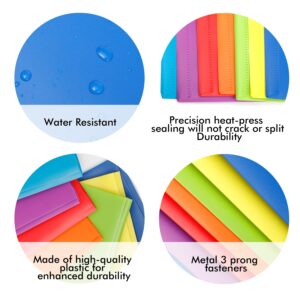 Aipker 7-Color Folders with Pockets and Prongs, Pockets Folder with Business Card Slots, Set of 7 Pack