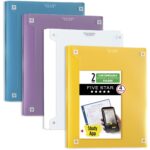 Five Star Customizable Pocket and Prong Plastic Folder Plus Study App 4 Pack