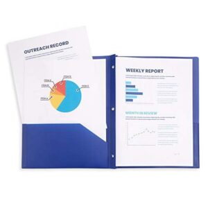 Multicolor Plastic Two Pocket Folders with Prongs, 6 Pack