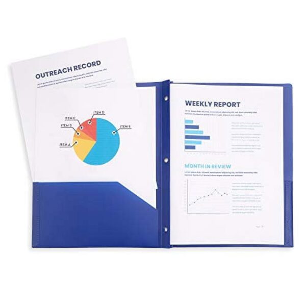 Multicolor Plastic Two Pocket Folders with Prongs, 6 Pack