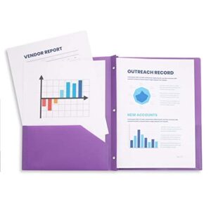 Multicolor Plastic Two Pocket Folders with Prongs, 6 Pack