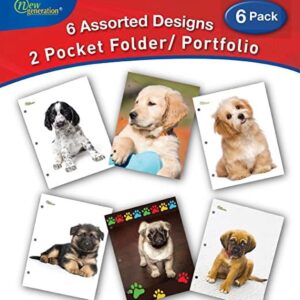 New Generation Pocket Folders, 2-Pocket Folders with Two Pockets and 3 Hole Punched, Assorted Colors, 6 Count