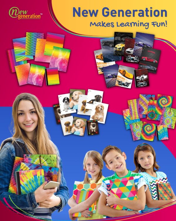 New Generation Pocket Folders, 2-Pocket Folders with Two Pockets and 3 Hole Punched, Assorted Colors, 6 Count