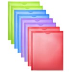 RYWESNIY 3 Prong Pocket Folders with Clear Front Pocket ,Heavy Duty Plastic Folders ,Assorted Colors,8 Pack
