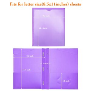 RYWESNIY 3 Prong Pocket Folders with Clear Front Pocket ,Heavy Duty Plastic Folders ,Assorted Colors,8 Pack - Image 2