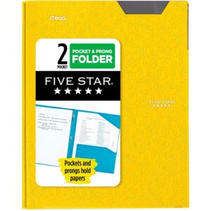 Five Star Stay-Put Plastic and Prong Folder, Harvest Yellow (340300E-WMT22)