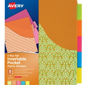 Avery Big Tab Insertable Pocket Dividers, 5 Tabs (07714)