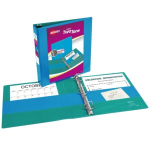 Avery Two-Tone Binder, 1.5 inch Slant Rings, Blue/Teal (17292)