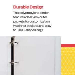 D Ring View Binder, Polypropylene, 3 Inches, White
