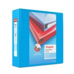 3″ Staples Heavy-Duty View Binder with D-Rings Light Blue 976042