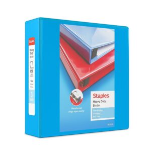 3″ Staples Heavy-Duty View Binder with D-Rings Light Blue 976042