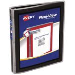 Avery Flexi-View Binder with Round Rings, 3 Rings, 0.5″ Capacity, 11 x 8.5, Black