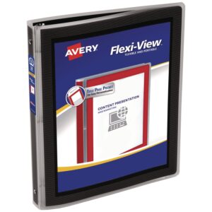 Avery Flexi-View Binder with Round Rings, 3 Rings, 0.5″ Capacity, 11 x 8.5, Black