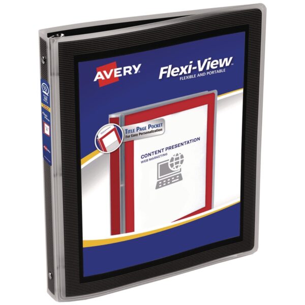 Avery Flexi-View Binder with Round Rings, 3 Rings, 0.5″ Capacity, 11 x 8.5, Black