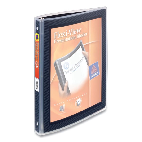 Avery Flexi-View Binder with Round Rings, 3 Rings, 0.5″ Capacity, 11 x 8.5, Black