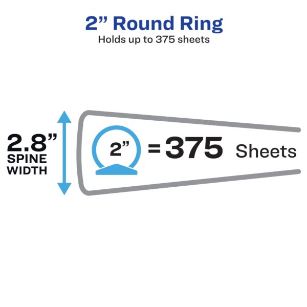 Avery Economy 3 Ring Binder, 2″ Round Rings, 1 Blue Binder (03500)