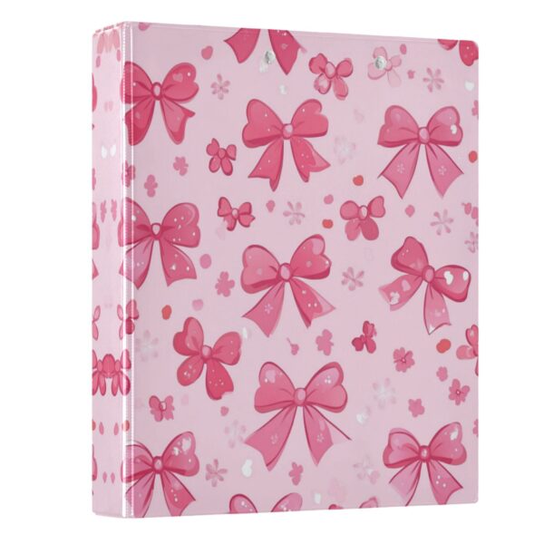 Pink Cute Bows 3 Ring Hardcover Binders 1.5in Round Rings for Letter-Size Folder Paper Organizer Pockets for Office Student Recipe