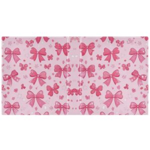 Pink Cute Bows 3 Ring Hardcover Binders 1.5in Round Rings for Letter-Size Folder Paper Organizer Pockets for Office Student Recipe
