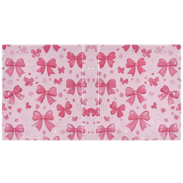 Pink Cute Bows 3 Ring Hardcover Binders 1.5in Round Rings for Letter-Size Folder Paper Organizer Pockets for Office Student Recipe