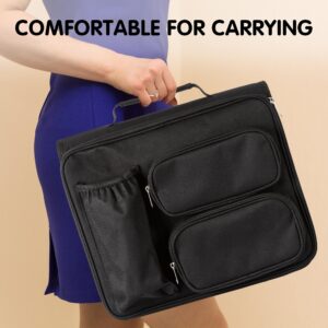Deli Zipper Binder 2 inch 3 Ring 500 Sheet Capacity Multi-Pocket Binder with 6-Color Tabbes, Black