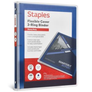 Staples Heavy Duty 1/2" 3-Ring Flexible Poly Binders Blue (ST62610) - Image 1