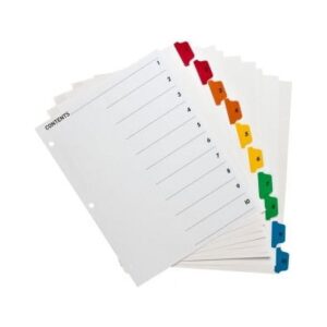 Business Source, BSN21902, Table of Content Quick Index Dividers, 10 / Set - Image 1