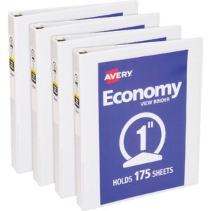 Avery® Economy View Binder - 1" Binder Capacity - Letter - 8 1/2" X 11" Sheet Size - 175 Sheet Capacity - Round Ring Fastener(s) - 2 Internal Pocket(s) - Vinyl-covered Chipboard - White - - Image 6