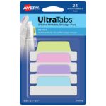 Avery Margin Ultra Tabs, 2.5″ x 1″, 24 Repositionable Tabs, 2-Side Writable, Assorted Pastel Colors (74769)