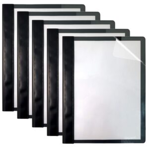 Ultra Durable Clear Front Report Covers, 25 Per Box, Letter Size, Black, Poly Back Cover, with Fasteners, Lay Flat, by Better Office Products, Box of 25