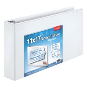 Cardinal 11 x 17 ClearVue Slant-D Ring Binder, 3″ Cap, White